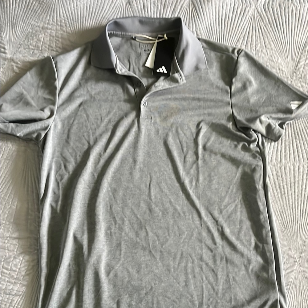 Adidas Gray Polo Shirt Classic Knit Design